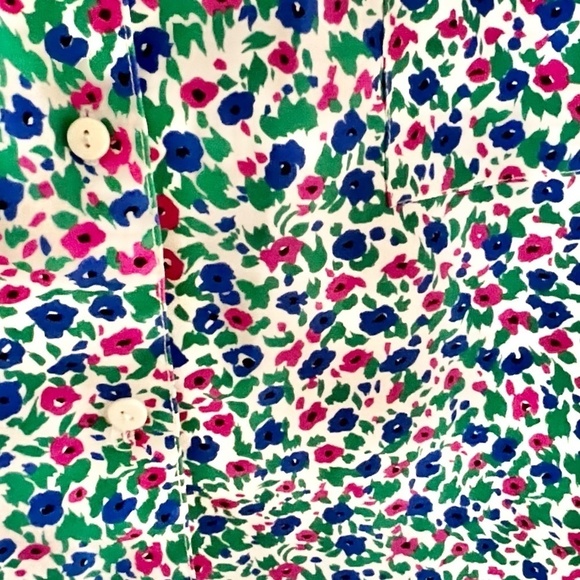 Vintage Button down 80s Coquette Retro Floral Sz Petite 14 - Picture 6 of 7